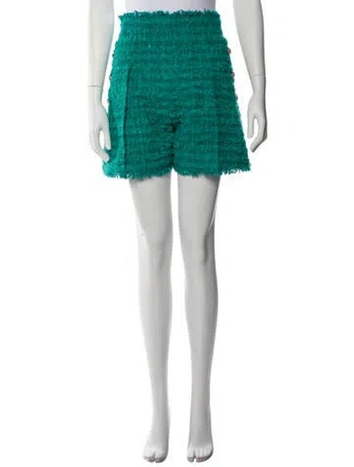 Pre-owned Balmain Tweed Mini Shorts In Green