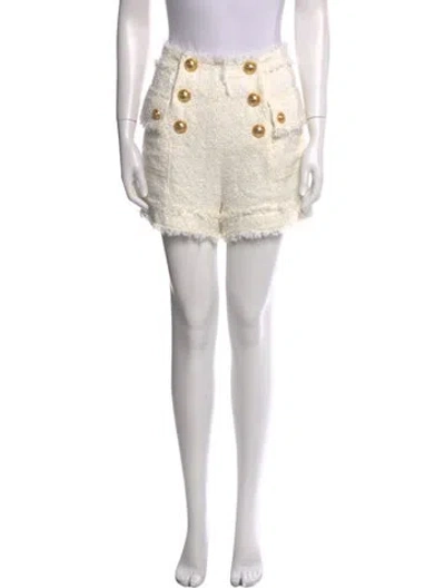 Pre-owned Balmain Tweed Mini Shorts In Neutral