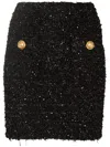Balmain Button-embellished Tweed Mini Skirt