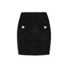 Balmain Black Pencil Mini Skirt With Jewel Buttons In Tweed Woman
