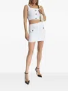 Balmain Cotton Blend Miniskirt Gold-tone Buttons In White