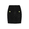 Balmain Black Pencil Mini Skirt With Jewel Buttons In Tweed Woman In Black