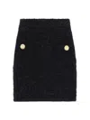 Balmain Button-embellished Tweed Mini Skirt In Black