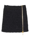 Balmain Short Zipped Tweed Skirt In Black