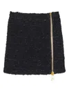Balmain Short Zipped Tweed Skirt In Black