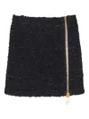 Balmain Textured Fabric High Waist Mini Skirt In Black