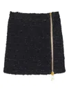 Balmain Textured Fabric High Waist Mini Skirt In Black