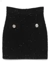 Balmain Tweed Mini Skirt In Black