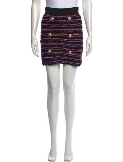 Pre-owned Balmain Tweed Mini Skirt In Black
