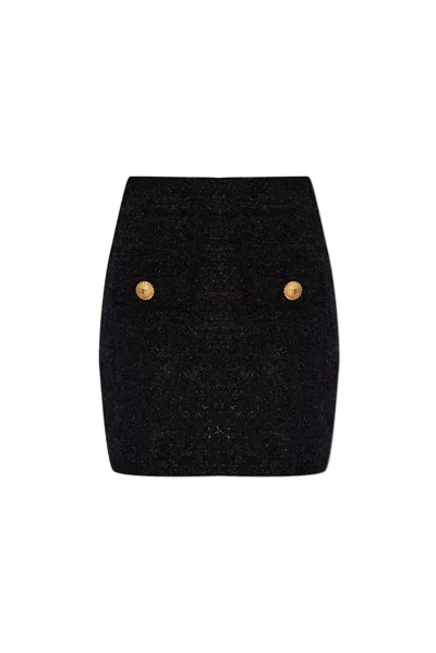 Balmain Tweed Mini Skirt In Black