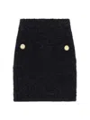 Balmain Button-embellished Tweed Mini Skirt In Black  