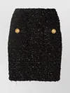 Balmain Black Pencil Mini Skirt With Jewel Buttons