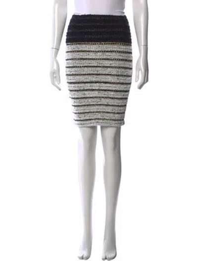 Pre-owned Balmain Tweed Mini Skirt In Metallic/white