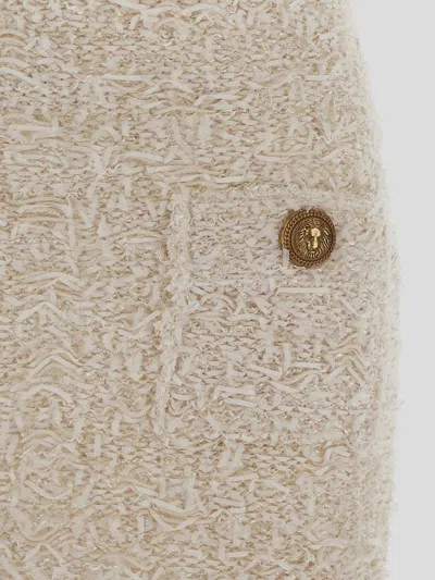 Balmain Tweed Mini Skirt In Neutral