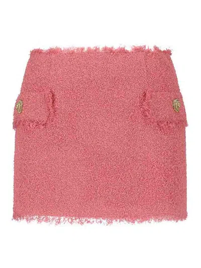 Balmain Tweed Mini Skirt In Pink