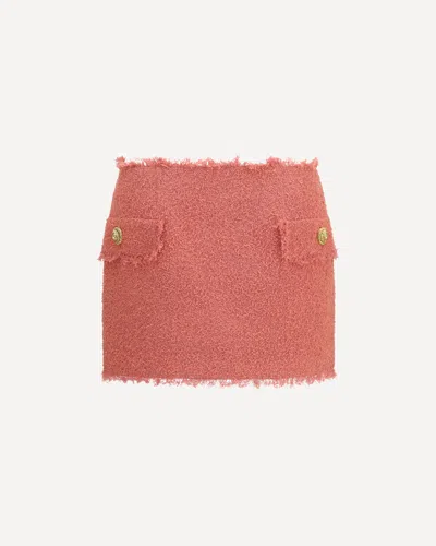 Balmain Tweed Mini Skirt In Pink