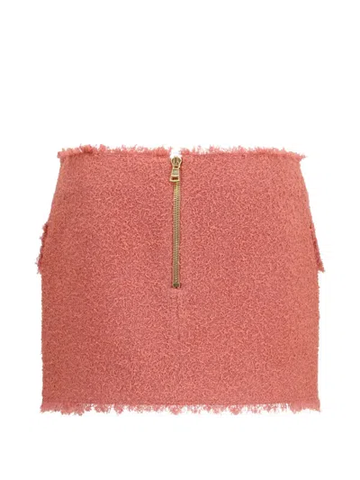 Balmain Midi Knee Skirt Front Pockets Hardware In Pink