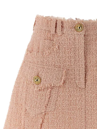 Balmain Tweed Mini Skirt In Pink