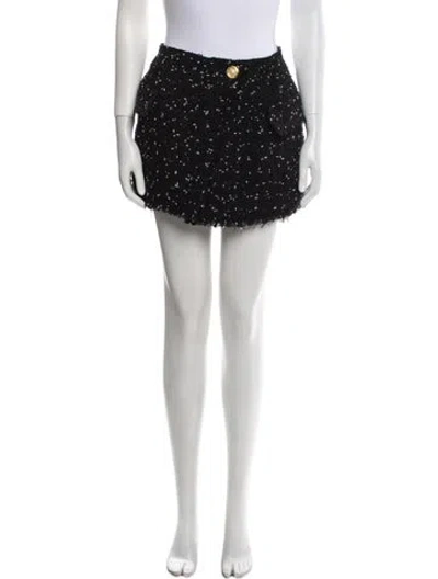 Pre-owned Balmain Tweed Mini Skirt In White