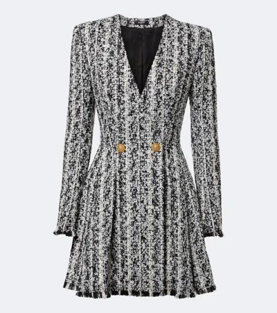 Balmain Tweed Mini Dress In Gray