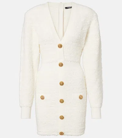 Balmain Tweed Minidress In White