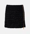 Balmain Textured Fabric High Waist Mini Skirt In Black