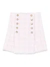 Balmain Tweed High Waist Buttoned Mini Skirt In Pink