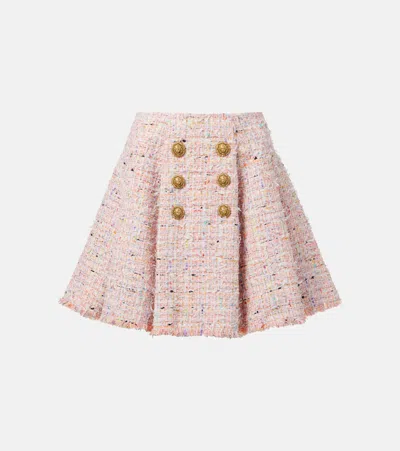 Balmain Tweed Miniskirt In Pink
