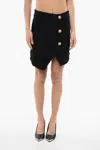 Balmain Tweed Miniskirt With Logoed Buttons In Black