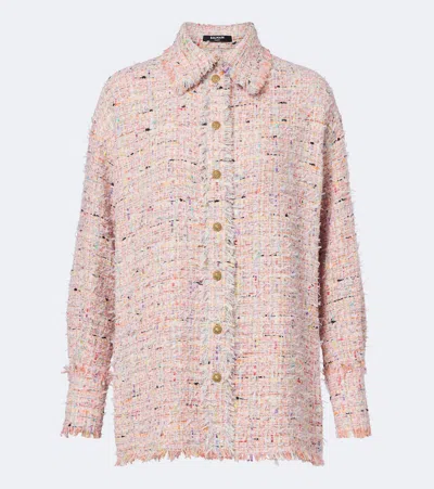 Balmain Tweed Overshirt In Multicoloured