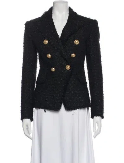 Pre-owned Balmain Tweed Pattern Blazer In Black
