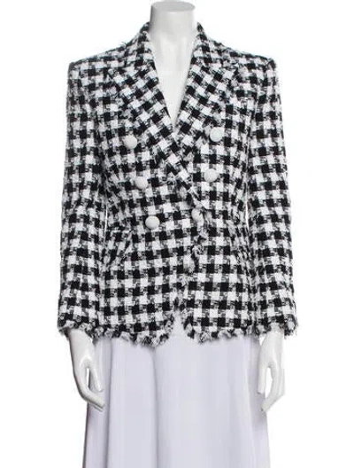 Pre-owned Balmain Tweed Pattern Blazer In Black