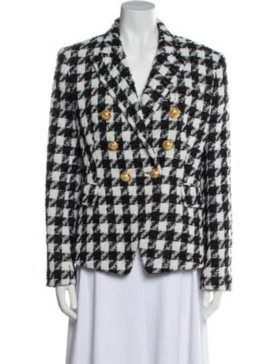 Pre-owned Balmain Tweed Pattern Blazer In Black