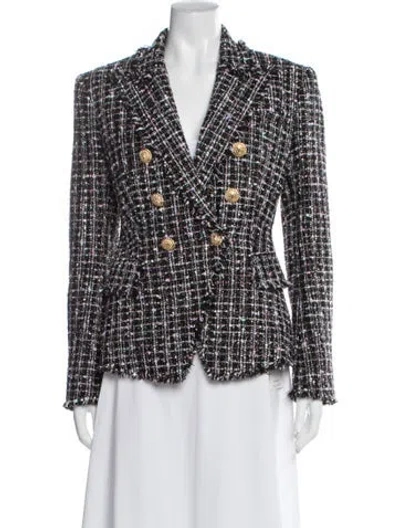 Pre-owned Balmain Tweed Pattern Blazer In Black