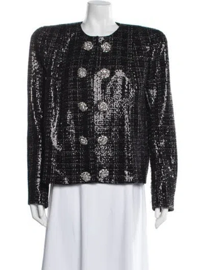 Pre-owned Balmain Tweed Pattern Blazer In Black