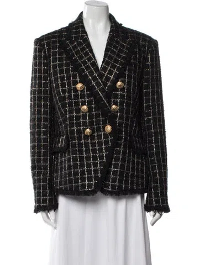 Pre-owned Balmain Tweed Pattern Blazer In Black