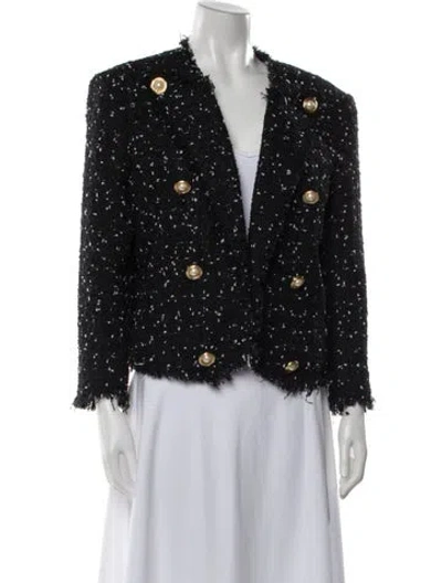 Pre-owned Balmain Tweed Pattern Blazer In Black