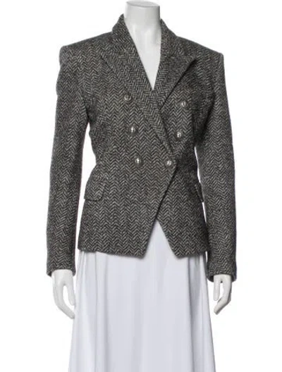 Pre-owned Balmain Tweed Pattern Blazer In Black