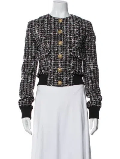 Pre-owned Balmain Tweed Pattern Blazer In Black