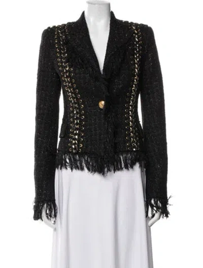 Pre-owned Balmain Tweed Pattern Blazer In Black