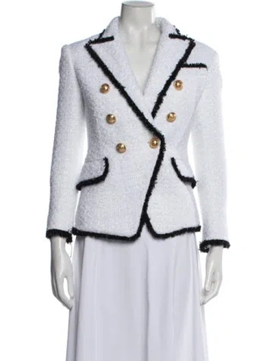 Pre-owned Balmain Tweed Pattern Blazer In Black/white