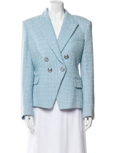 Pre-owned Balmain Tweed Pattern Blazer In Blue
