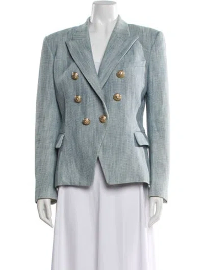 Pre-owned Balmain Tweed Pattern Blazer In Blue