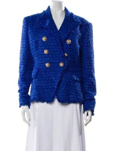 Pre-owned Balmain Tweed Pattern Blazer In Blue