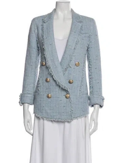 Pre-owned Balmain Tweed Pattern Blazer In Blue