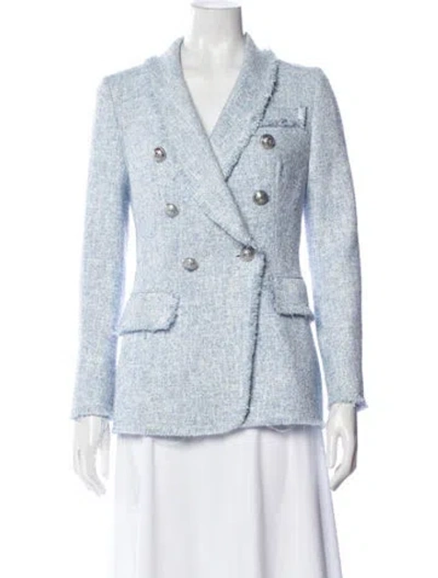 Pre-owned Balmain Tweed Pattern Blazer In Blue