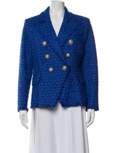 Pre-owned Balmain Tweed Pattern Blazer In Blue