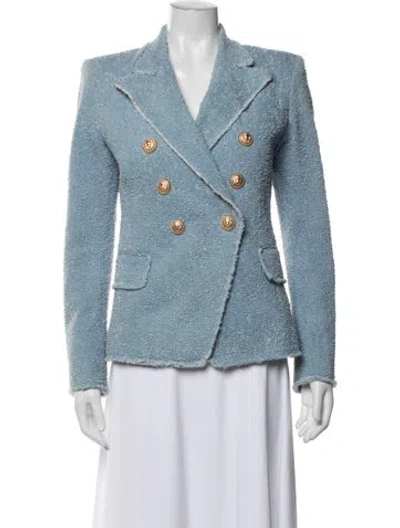 Pre-owned Balmain Tweed Pattern Blazer In Blue