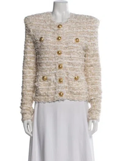 Pre-owned Balmain Tweed Pattern Blazer In Metallic/neutrals