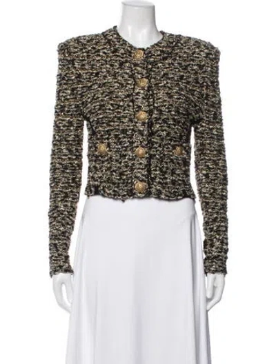 Pre-owned Balmain Tweed Pattern Blazer In Multicolor